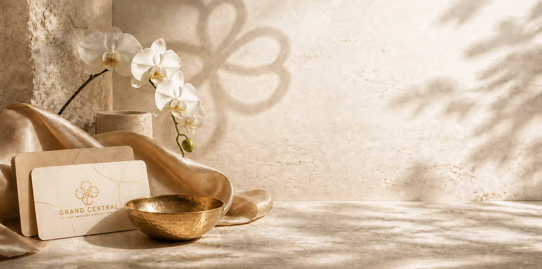 Grand Central gift voucher beside a brass singing bowl
